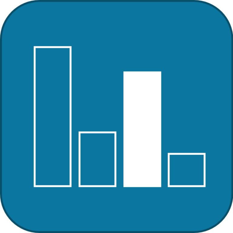 Icon representing results and analytics gamified approach to training offered by Revisioned that is bespoke, impactful, engaging, memorable